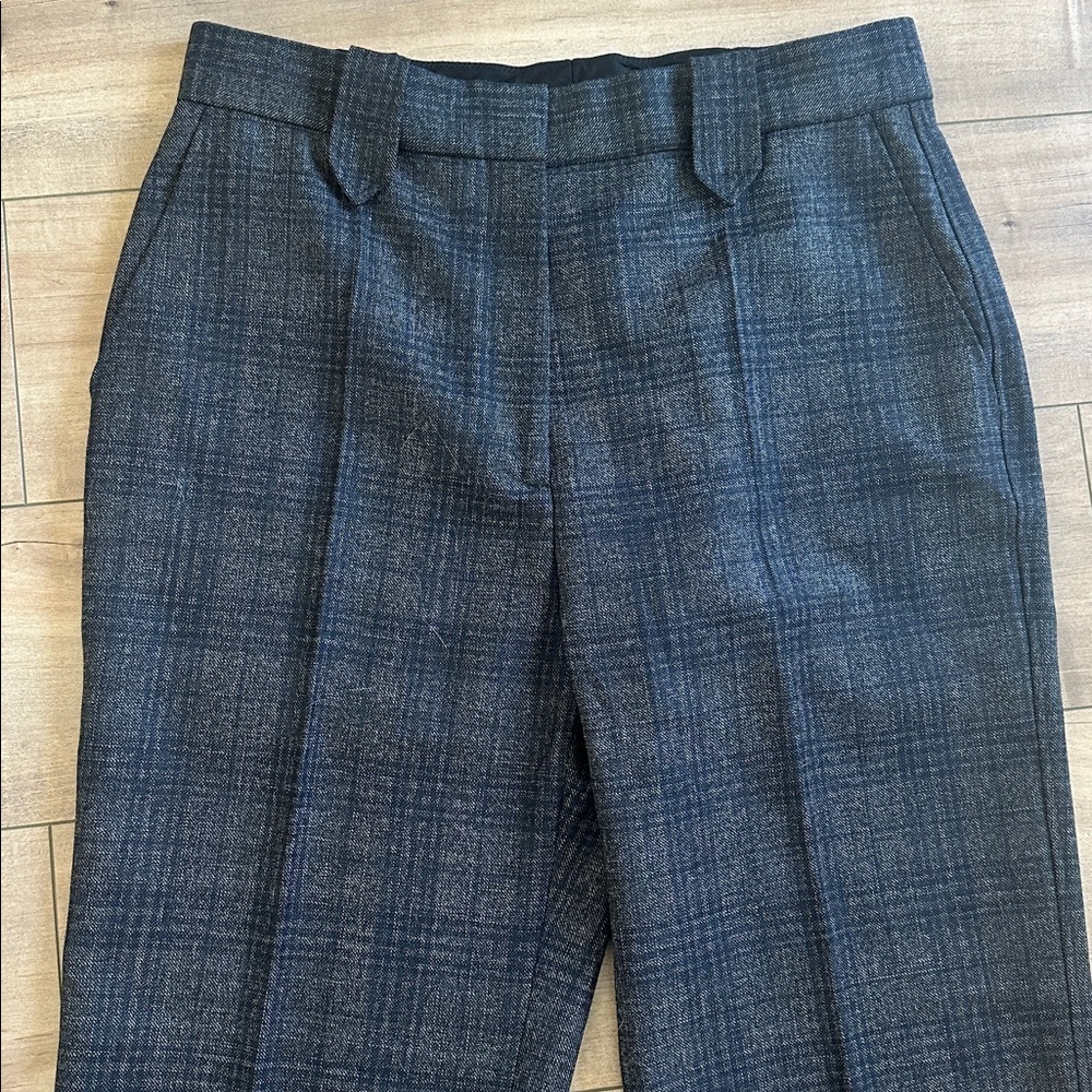 Sandro Wool Blend Charcoal Blue Checkered Dress Pants Trousers Sz 42 (US 10) - Picture 2 of 7